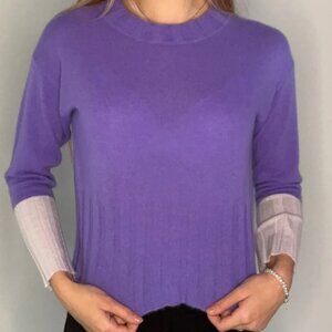 Claudia Cashmere Sweater – NWT, Purple with Light Purple Sleeve Detail – Size XL